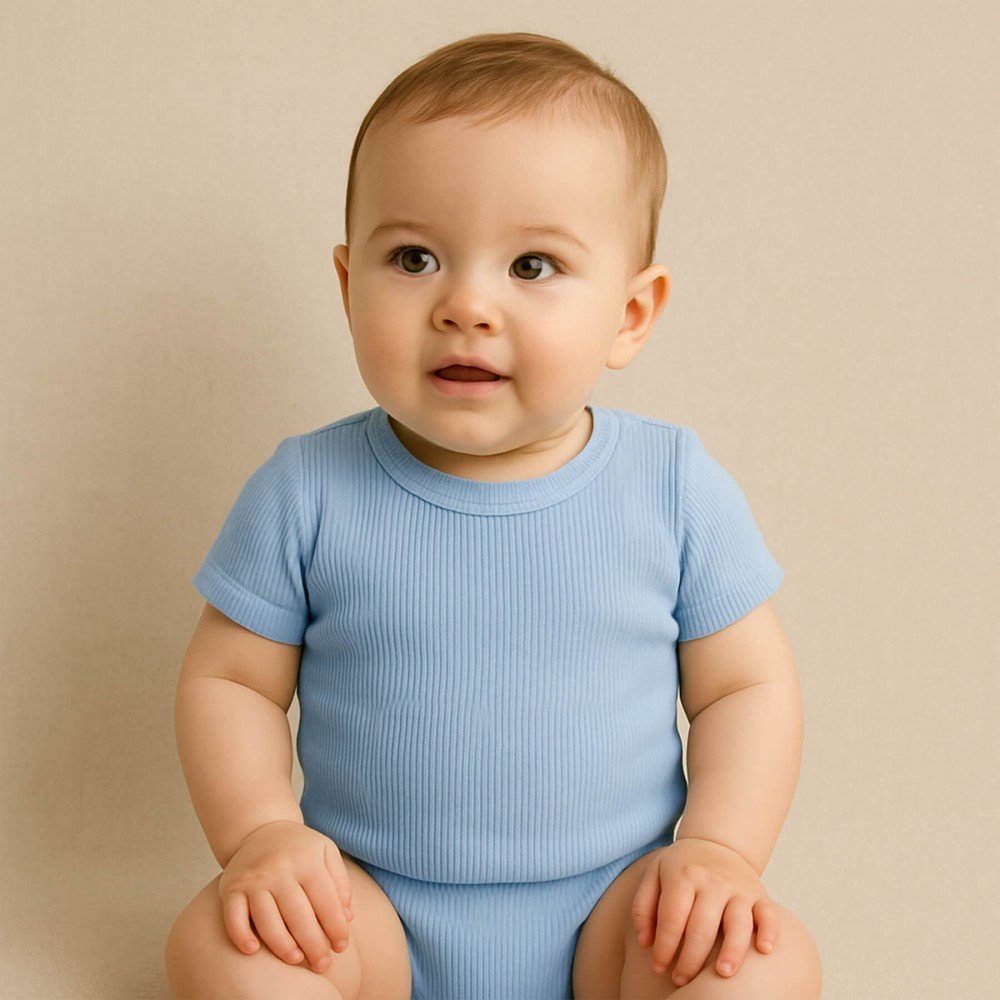 Rib Knit Jersey Fabric Light Blue | Rijs Textiles Rib Knit Jersey Fabric Light Blue - (Jersey Fabrics)