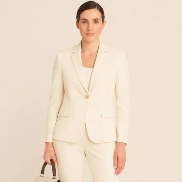 Stretch Gabardine Stof (Bamboe Touch) Ecru - (Gabardine Stoffen)
