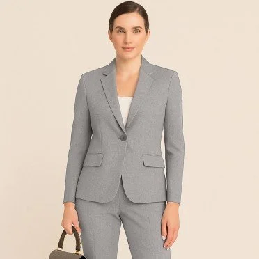 Stretch Gabardine Fabric (Bamboo Touch) Light Grey Melange - (Gabardine Fabric )