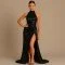 Stretch Seidensatin Stoff Schwarz - (Modestoffe)