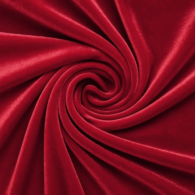 Stretch Velvet Fabric Dark Red Modne Tkaniny