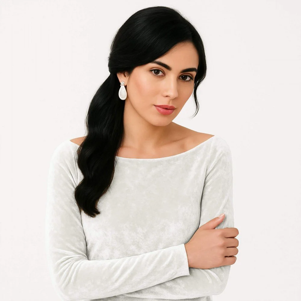 Velours Stretch Stof Ecru Velours Stretch Stof Ecru - (Modestoffen)