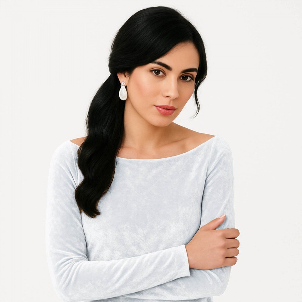Stretch Velvet Fabric White Stretch Velvet Fabric White - (Fashion Fabrics)