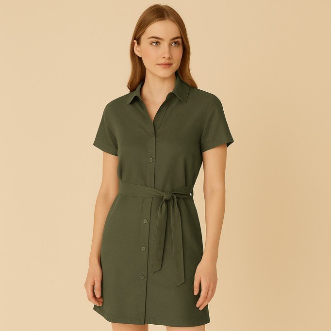 Tessuto Tencel Di Saia Verde Militare - (Tessuti Moda)