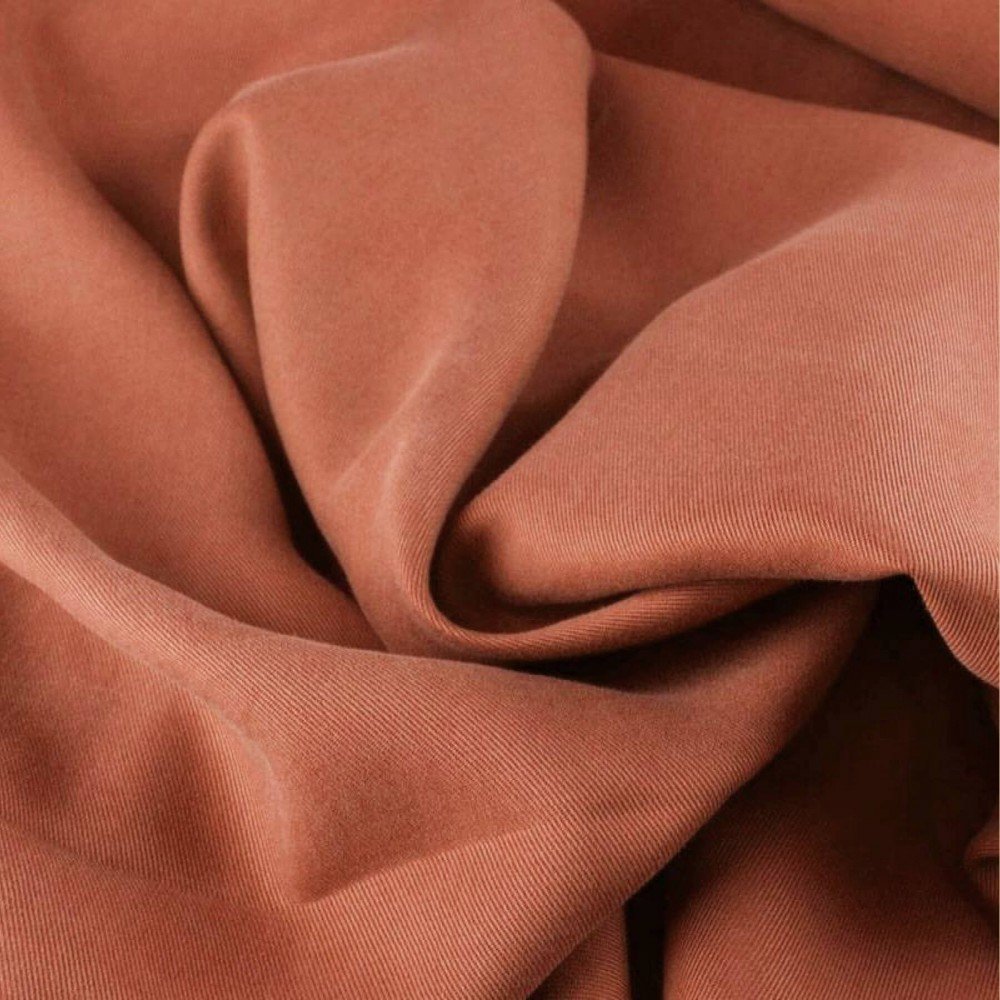 Tissu Tencel De Sergé Orange Brûlé