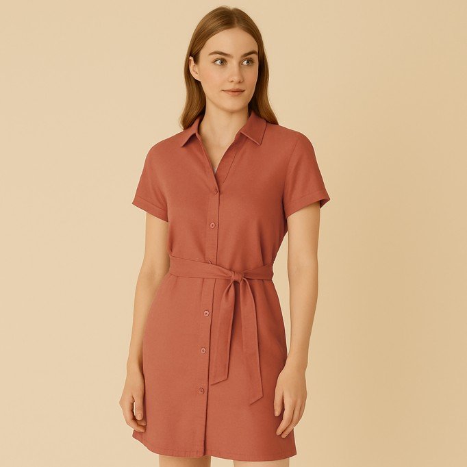 Tessuto Tencel Di Saia Arancione Bruciato - (Tessuti Moda)