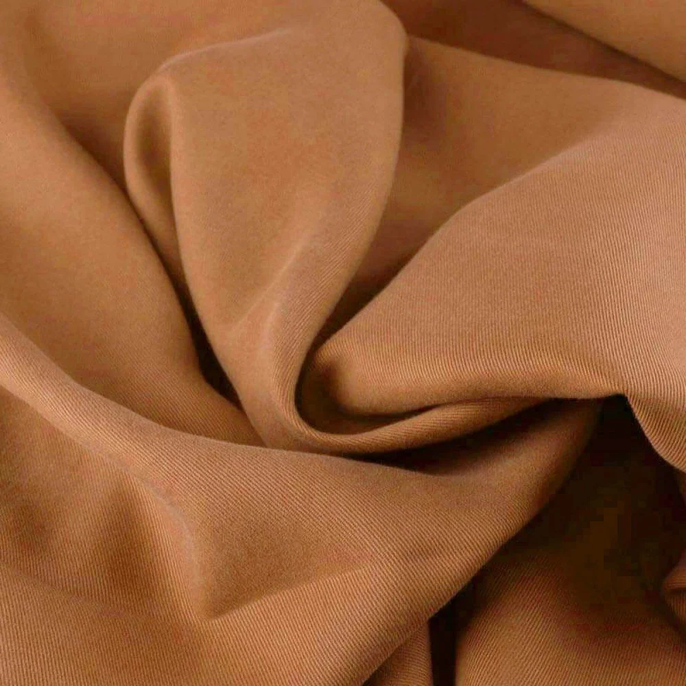 Tessuto Tencel Di Saia Cognac