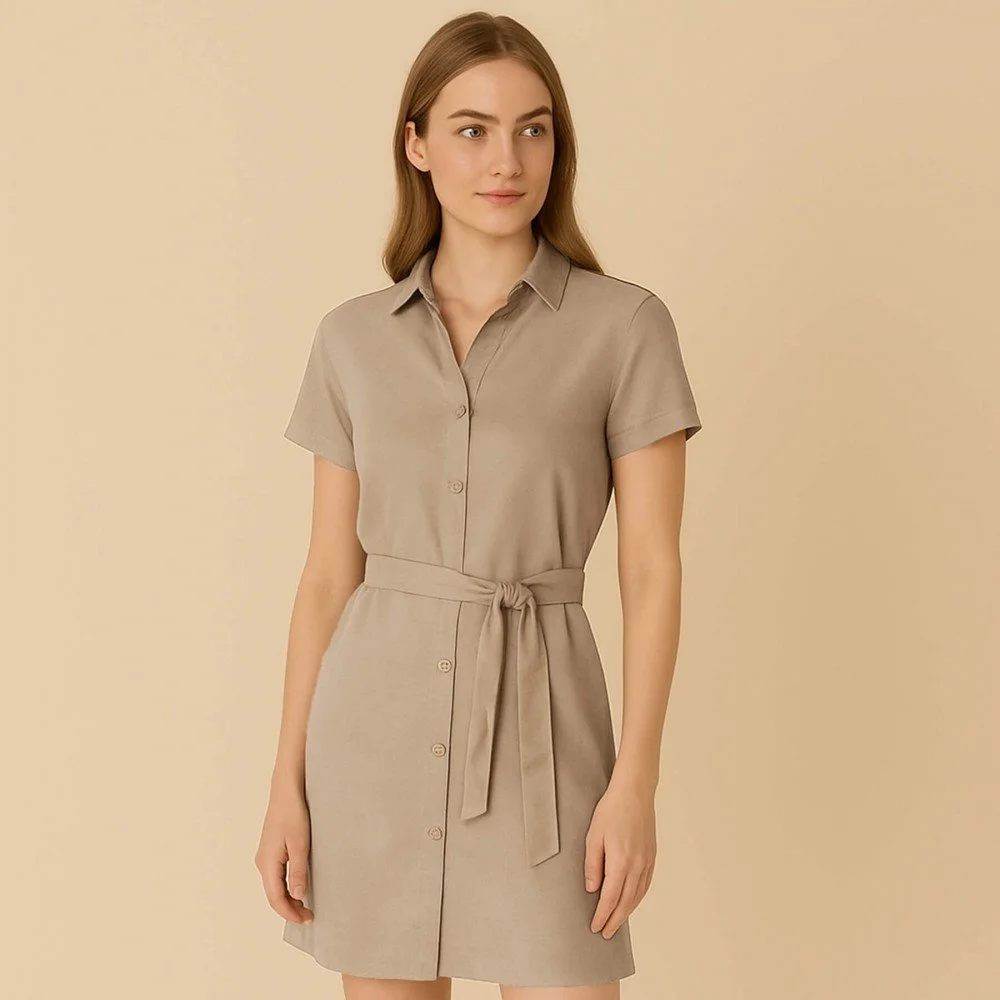Tencel Twill Stoff Dunkel Beige