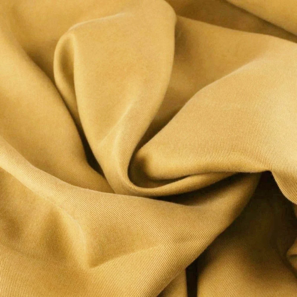 Tessuto Tencel Di Saia Ocra