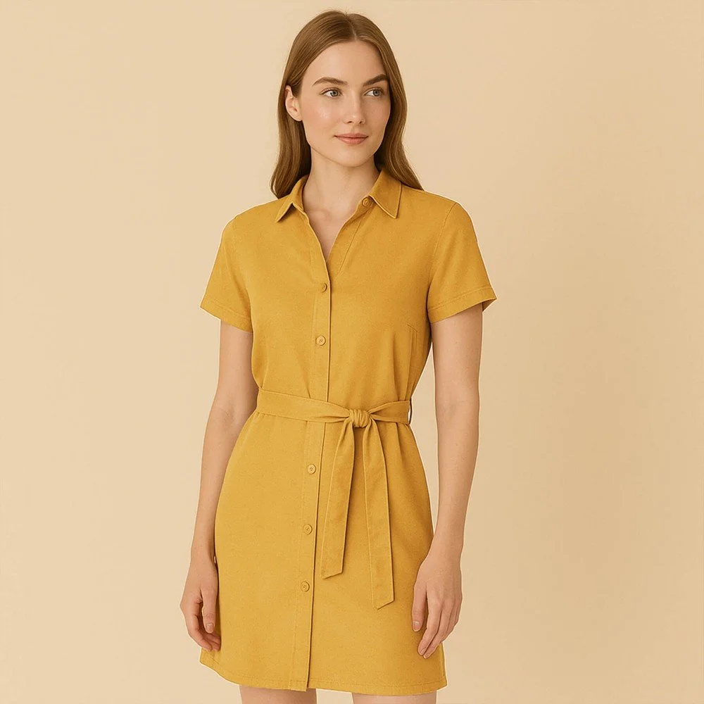 Tencel Twill Stoff Ocker