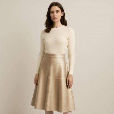 Stretch Leder Stoff (Vegan) Gold Beige