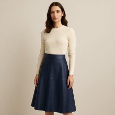 Stretch Leder Stoff (Vegan) Marine