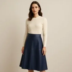 Stretch Leather Fabric (Vegan) Navy Stretch Leather Fabric (Vegan) Navy