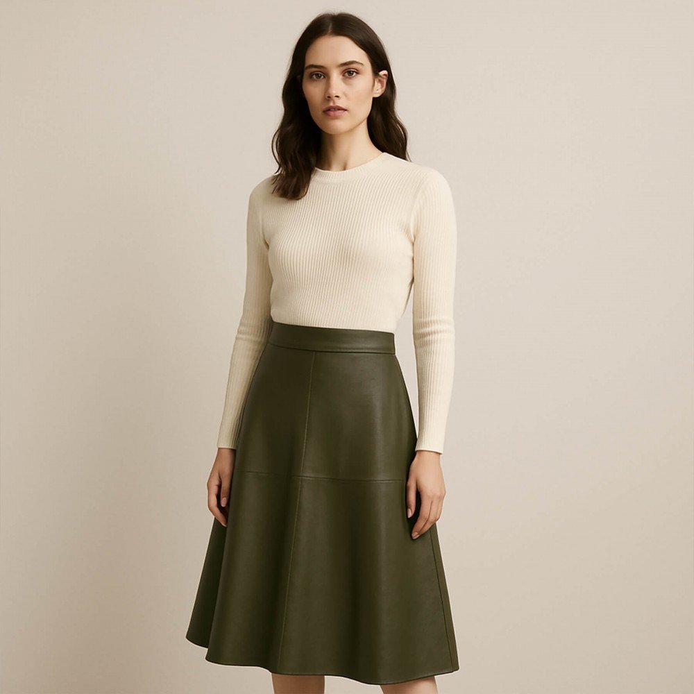 Tissu Stretch Simili Cuir (Végan) Armée Verte Tissu Stretch Simili Cuir (Végan) Armée Verte