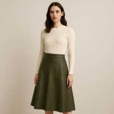 Stretch Leder Stoff (Vegan) Armeegrün