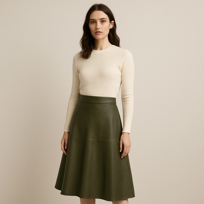 Tissu Stretch Simili Cuir (Végan) Armée Verte - (Tissus De Mode)