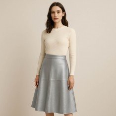 Stretch Leder Stoff (Vegan) Silber