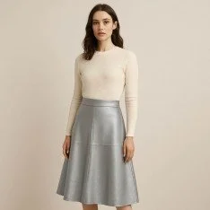 Stretch Leather Fabric (Vegan) Silver Stretch Leather Fabric (Vegan) Silver