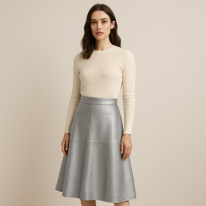 Tissu Stretch Simili Cuir (Végan) Argent - (Tissus De Mode)