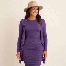 Tessuto Jersey Di Bambù Viola Scuro