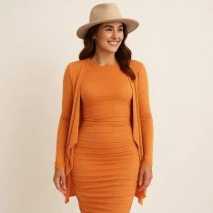 Tessuto Jersey Di Bambù Arancione Polveroso