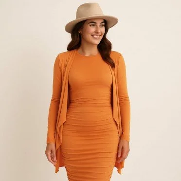 Bamboe Jersey Stof Dusty Oranje - (Jersey Stoffen)