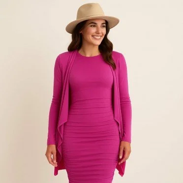 Bambusjersey Stof Fuchsia - (Jerseystoffer)