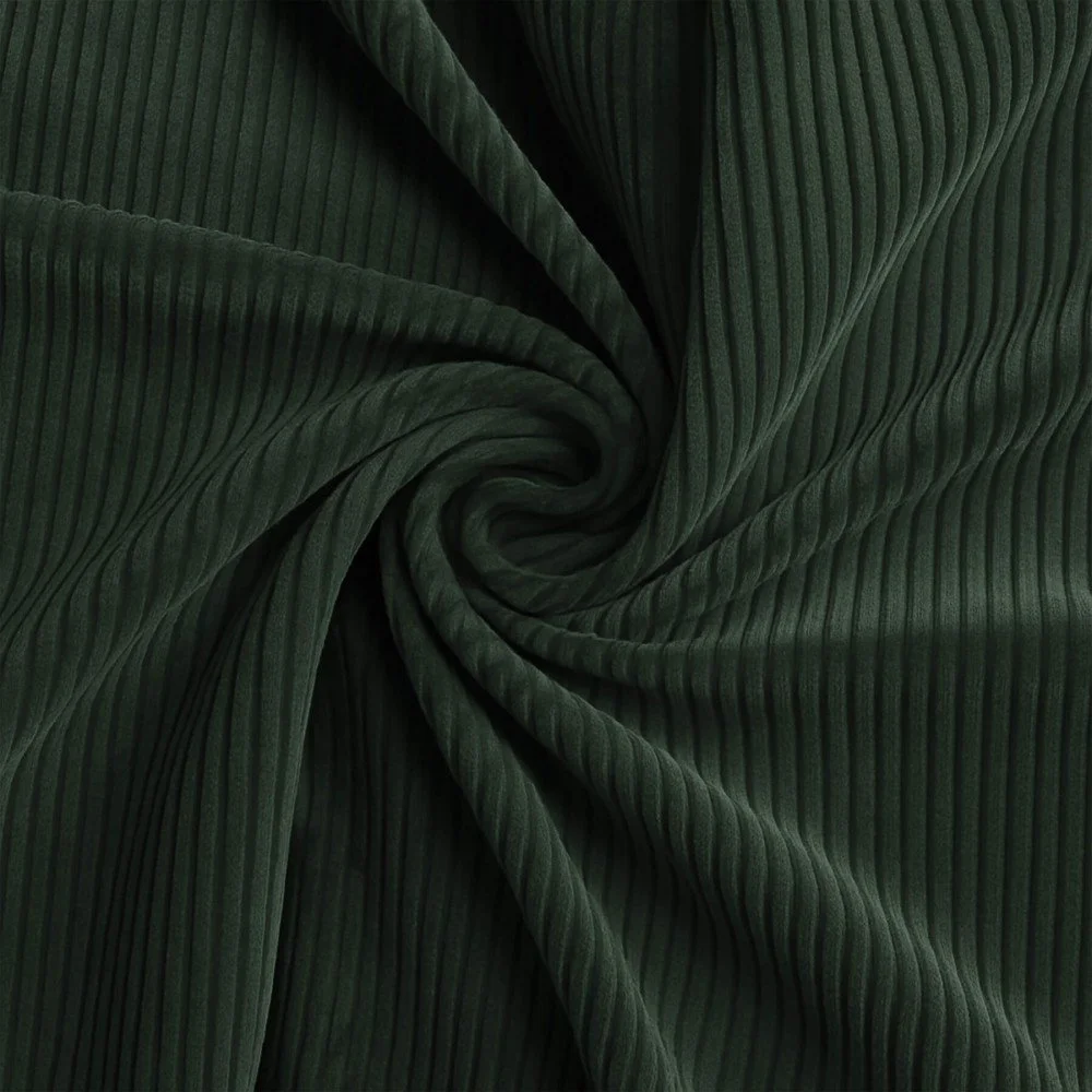 Tessuto Velluto a Coste Stretch 6 Wales Verde Militare