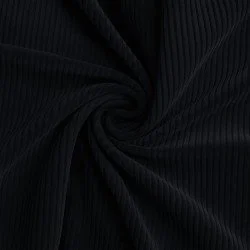 Corduroy Stretch Fabric 6 Wales Black Corduroy Stretch Fabric 6 Wales Black