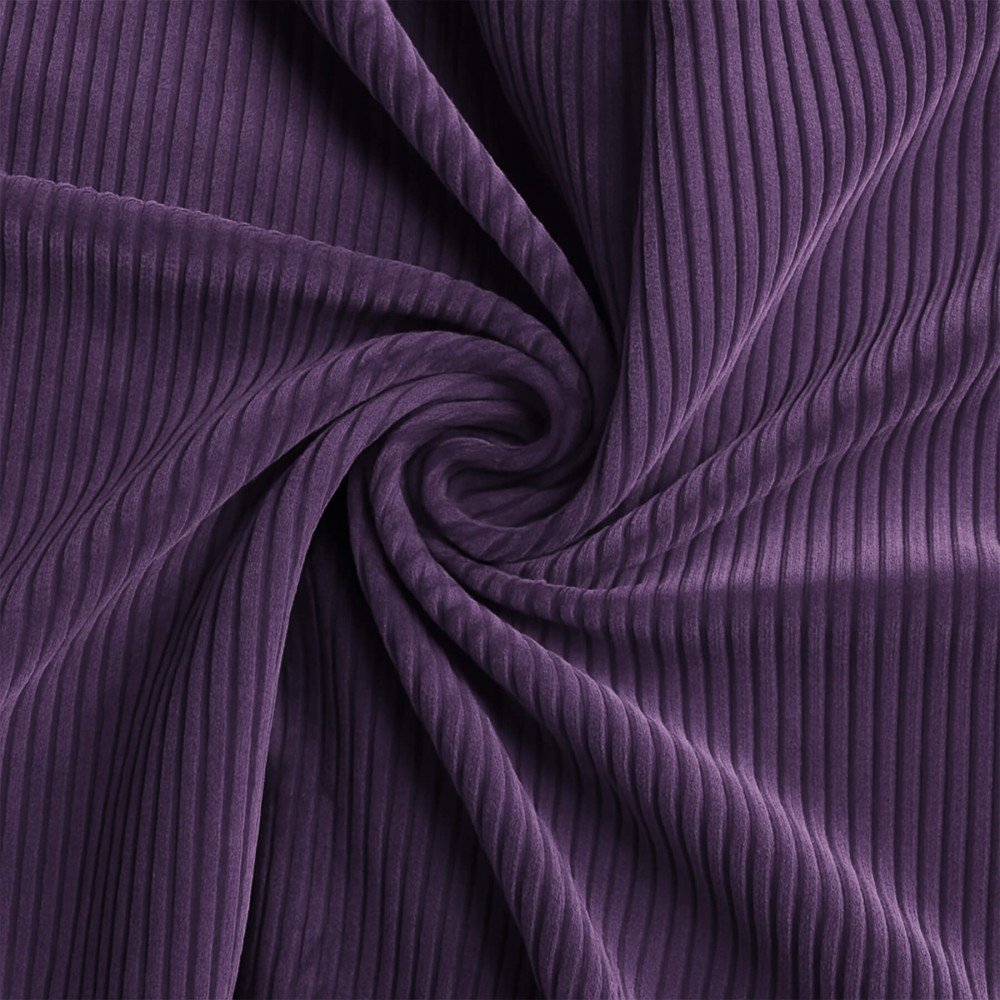 Tessuto Velluto a Coste Stretch 6 Wales Viola Scuro