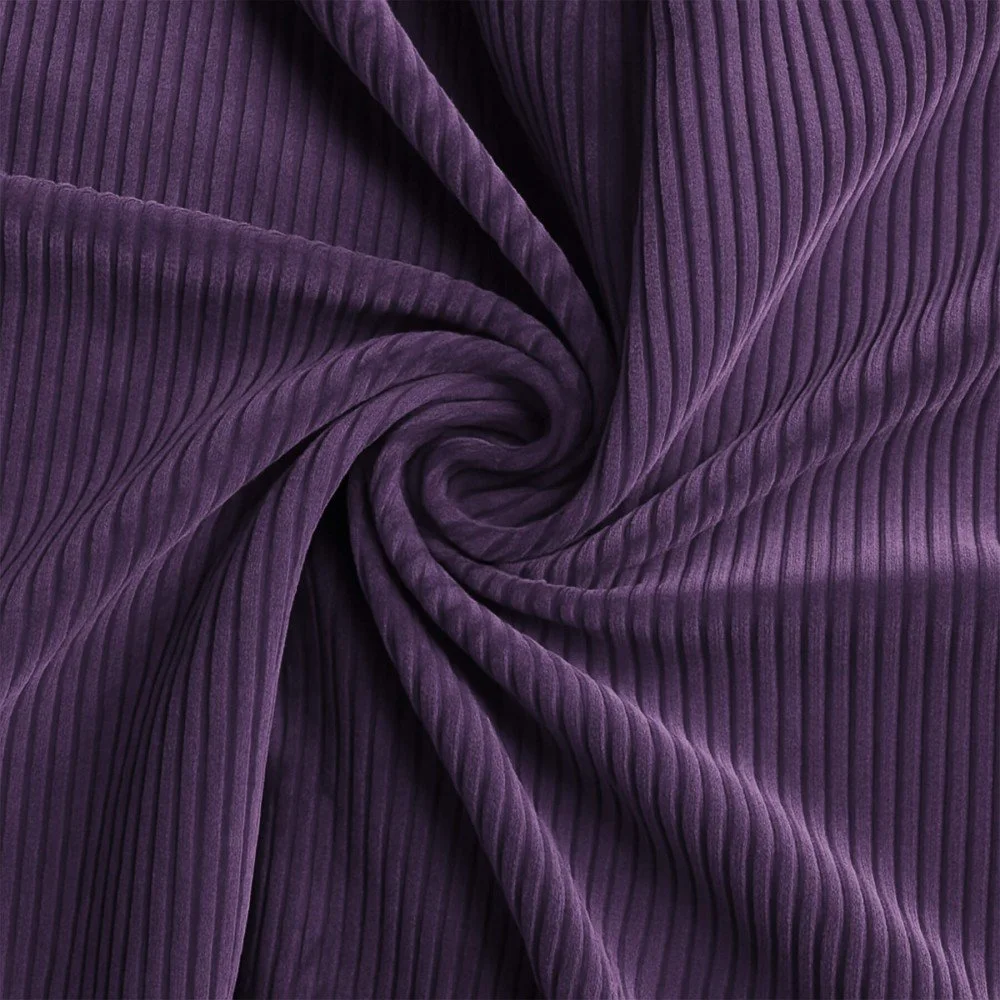 Tessuto Velluto a Coste Stretch 6 Wales Viola Scuro