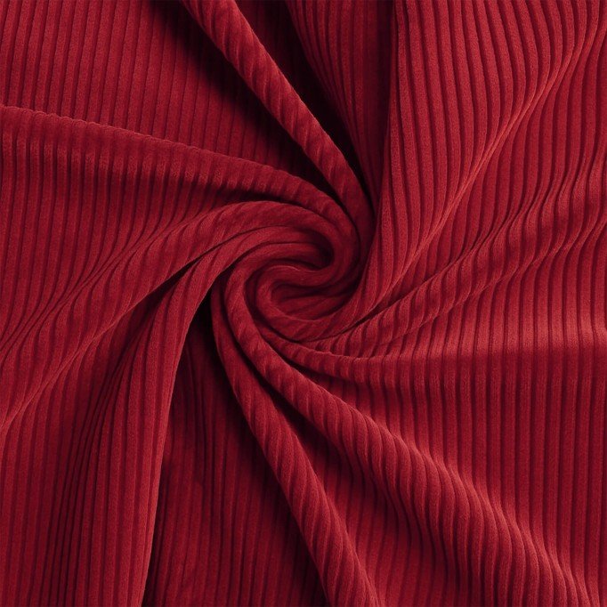 Tessuto Velluto a Coste Stretch 6 Wales Rosso Scuro - (Tessuti Moda)