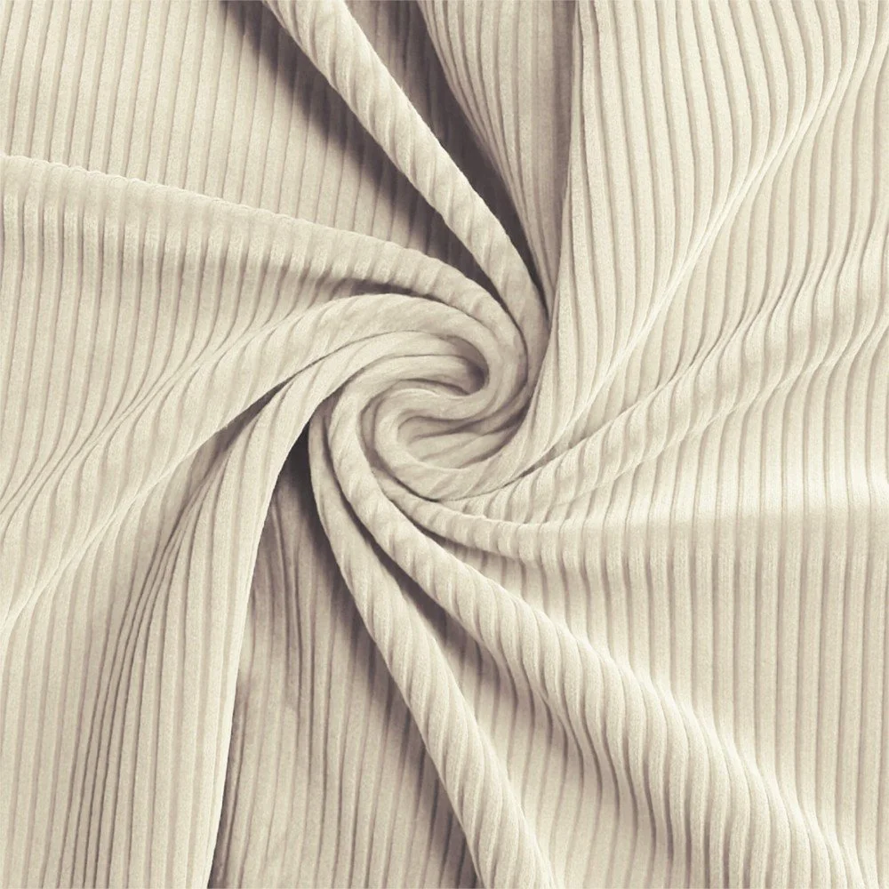 Tessuto Velluto a Coste Stretch 6 Wales Beige Chiaro