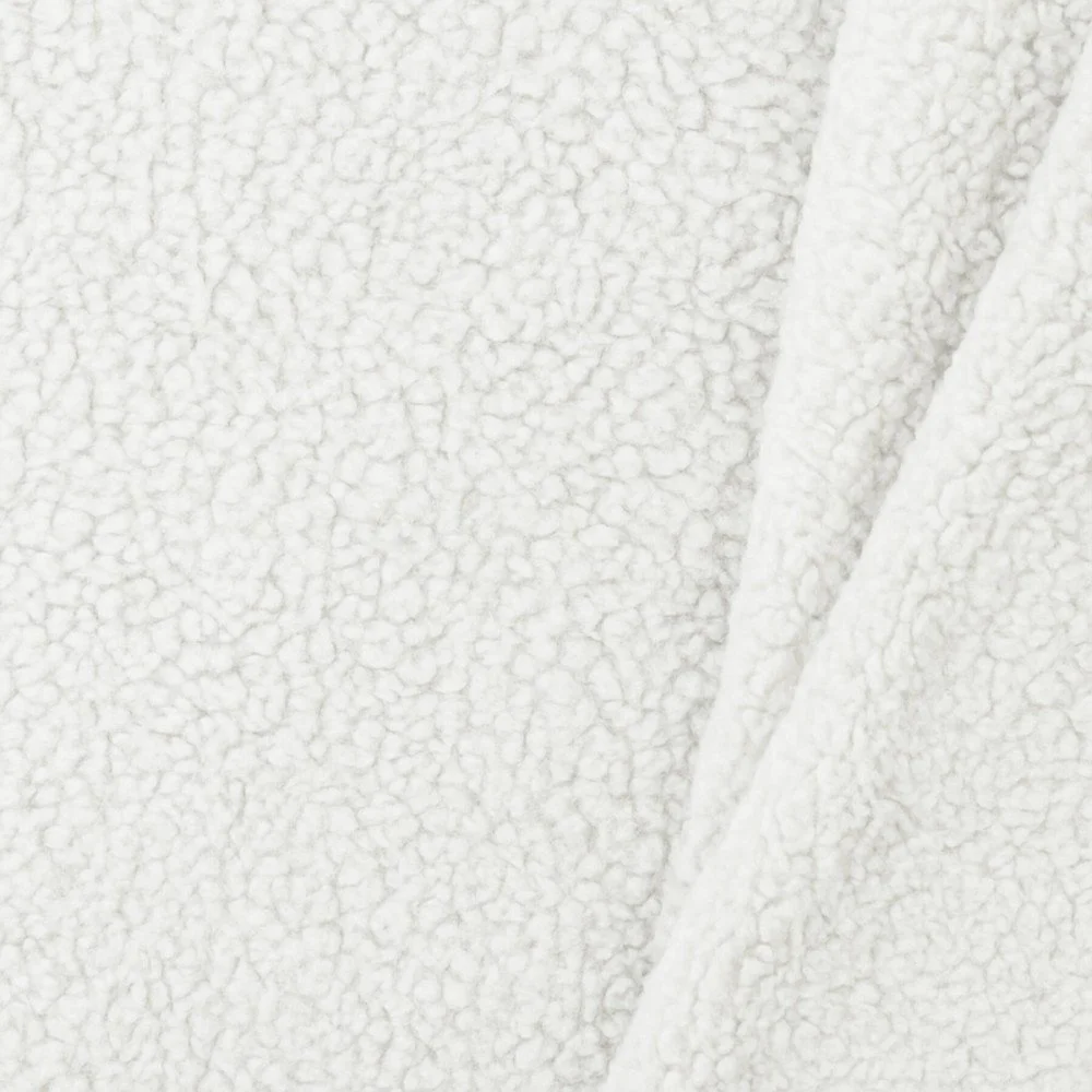 Tessuto Teddy Di Cotone Ecru al metro, 150 cm Tessuto Teddy Di Cotone Ecru - (Pelliccia D'Agnello Sintetica)