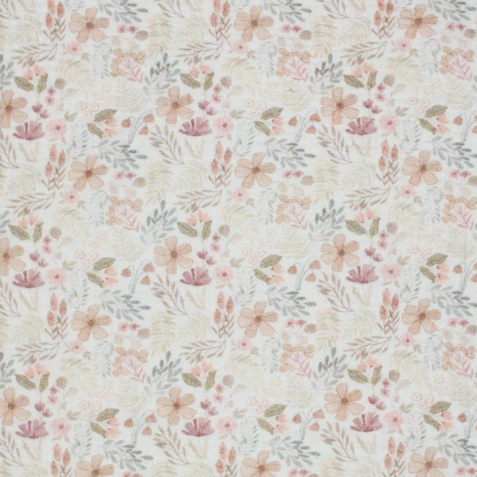 Hydrofiel Stof Digitale Print - Beige Bosplanten - (Kinderstoffen)