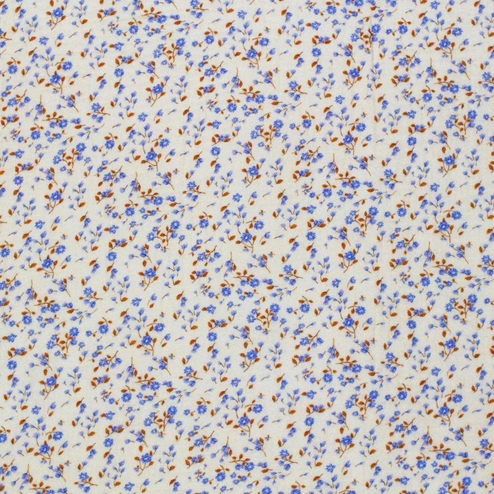 Baumwoll Musselin Stoff Digital - Blaue Miniblumen Baumwoll Musselin Stoff Digital - Blaue Miniblumen