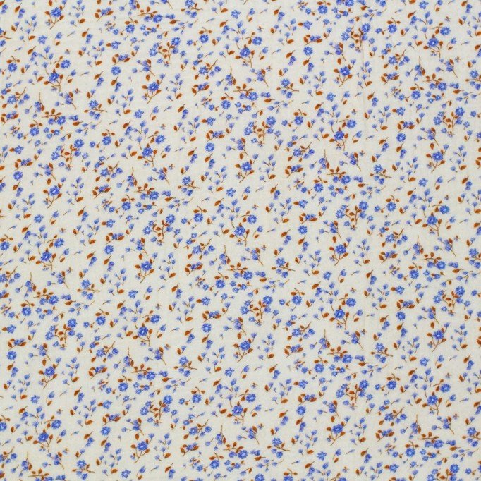 Hydrofiel Stof Digitale Print - Blauwe Minibloemen - (Kinderstoffen)