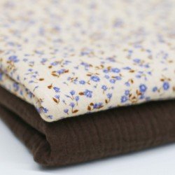 Muślin Bawełniany Druk Cyfrowy - Niebieskie Mini Kwiaty