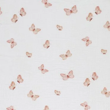 Double Gauze Fabric Digital Print - Butterflies - (Child Fabrics)