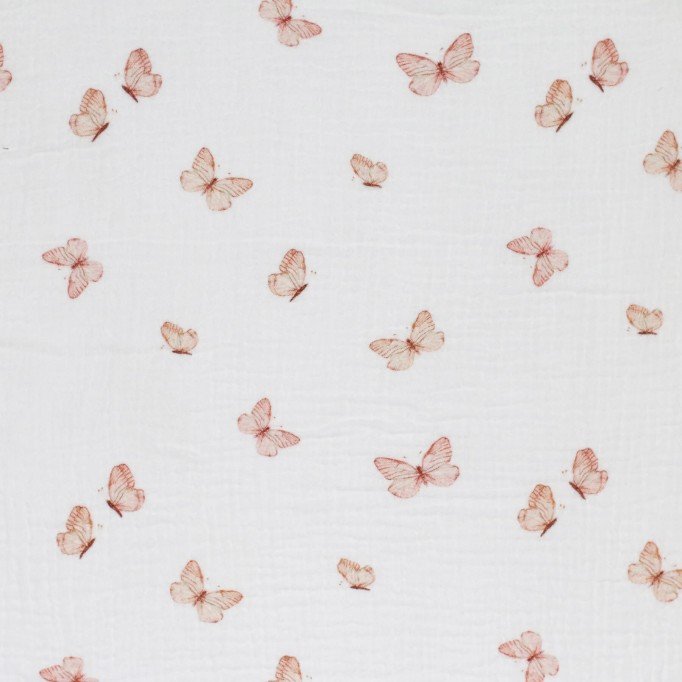 Tissu Double Gaze Impression Numérique - Papillons - (Tissu Enfant)