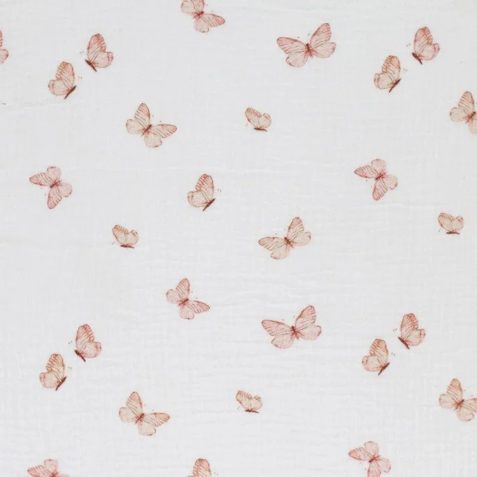 Double Gauze Fabric Digital Print - Butterflies - (Child Fabrics)