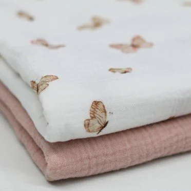 Double Gauze Fabric Digital Print - Butterflies - (Child Fabrics)