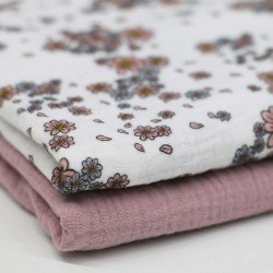 Muślin Bawełniany Druk Cyfrowy - Liście Kwiatów Muślin Bawełniany Druk Cyfrowy - Liście Kwiatów