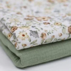 Baby Musselin Stof Digital Print - Vintage Blomstermotiver Baby Musselin Stof Digital Print - Vintage Blomstermotiver