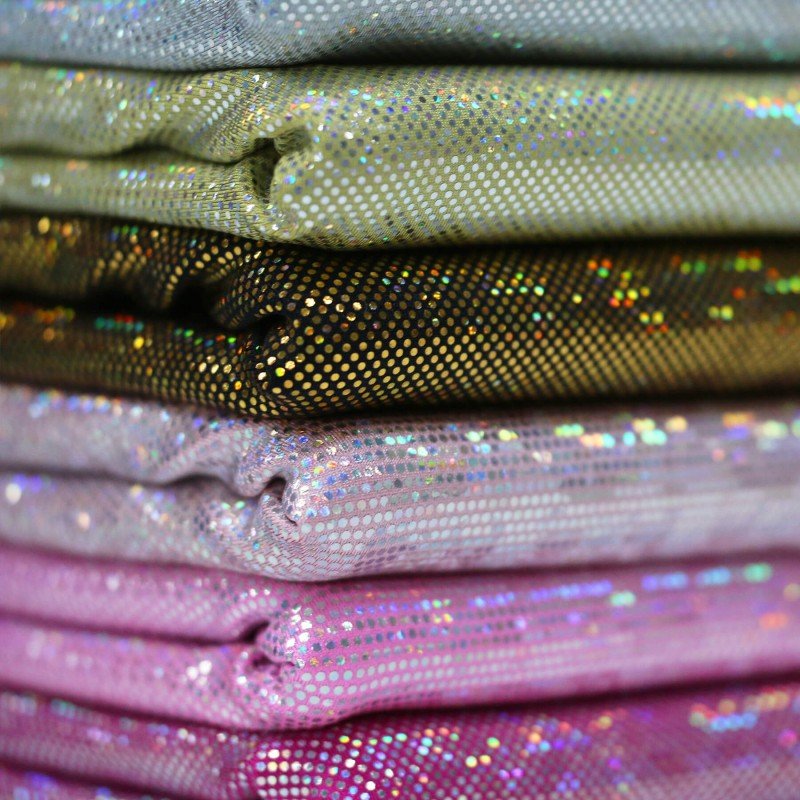 Hologram Lycra med Knust-Glas Effekt – Glans, Komfort og 4-Way Stretch Hologram Lycra med Knust-Glas Effekt – Glans, Komfort og 4-Way Stretch