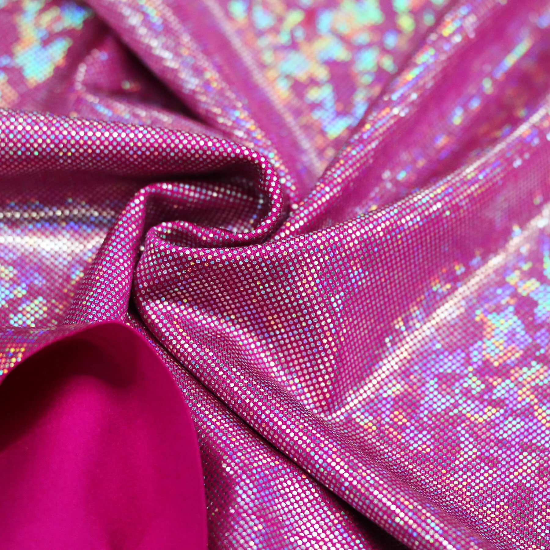 Hologram Lycra Stof (Verbrijzeld Glas) Fuchsia