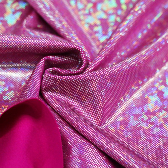 Hologram Fabric Leaf Fuchsia - (Dance Fabrics)