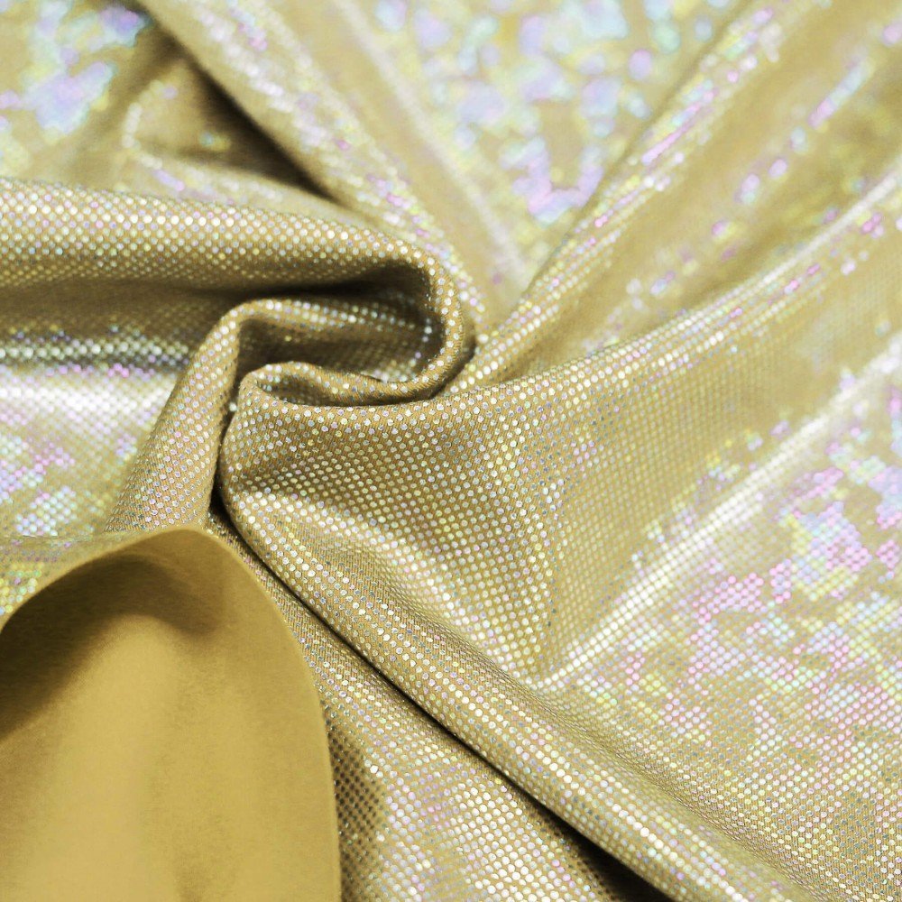 Hologram Lycra Fabric (Shattered Glass) Gold - (Dance Fabrics)