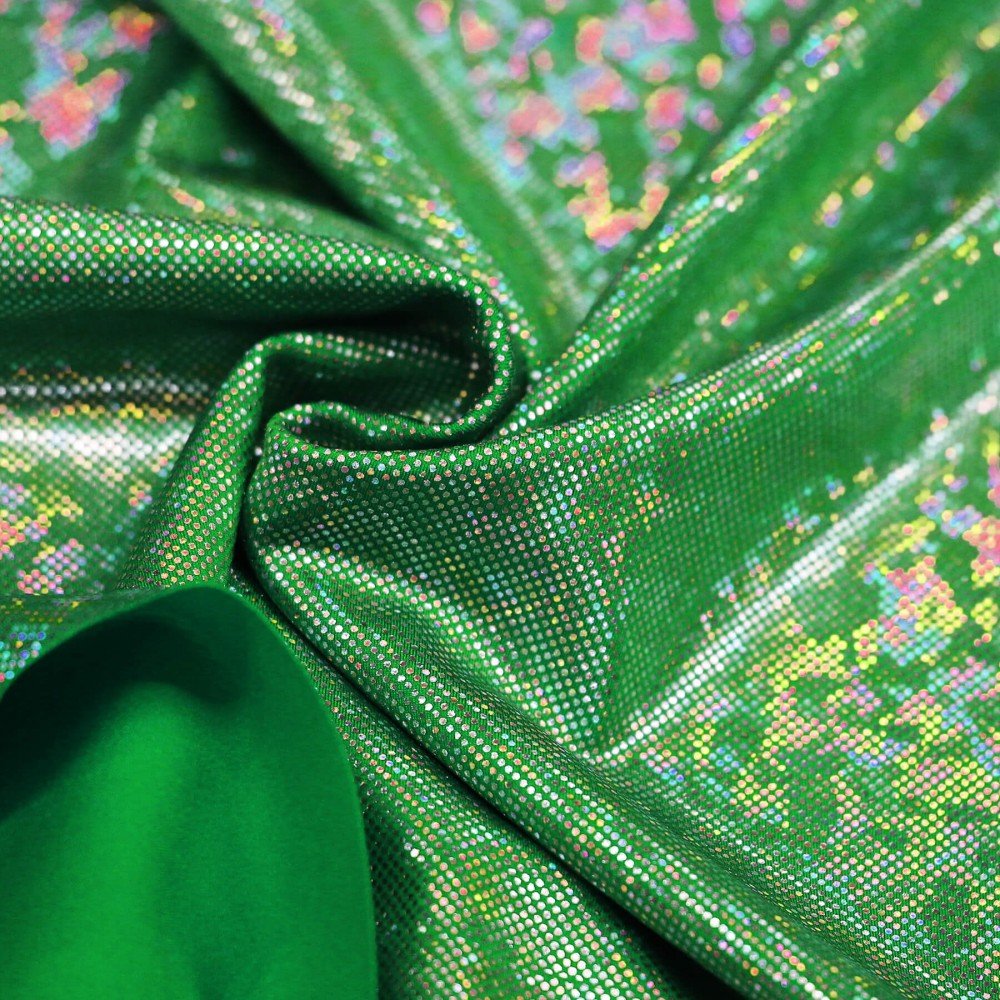 Hologram Lycra Fabric (Shattered Glass) Grass Green