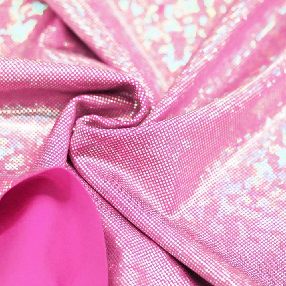 Hologram Lycra Fabric (Shattered Glass) Hot Pink